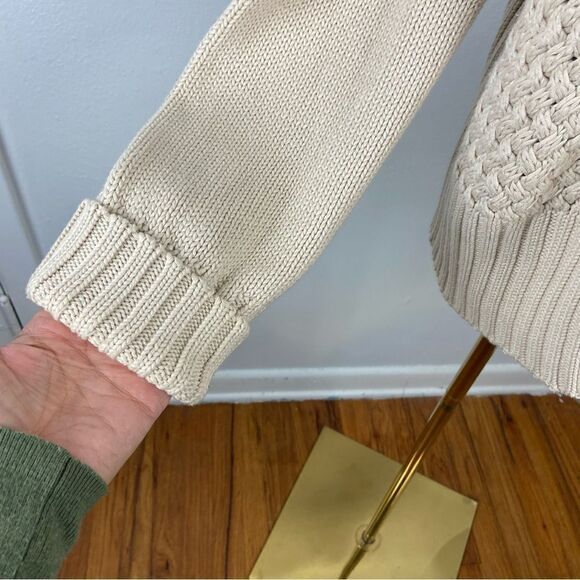 Vtg Chelsea Studio Womens XL Cream Chunky Cable Knit Cardigan Zip Up Cabin Comfy - Picture 9 of 12